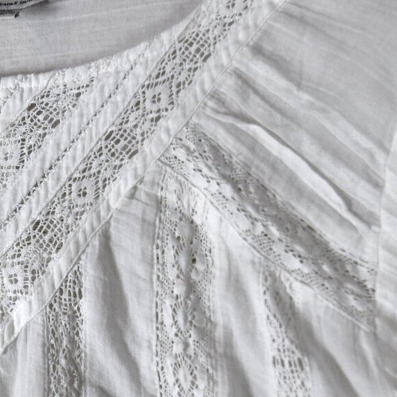 American Eagle Outfitters L Boho Lace Flutter Sleeve Top - Picture 7 of 9